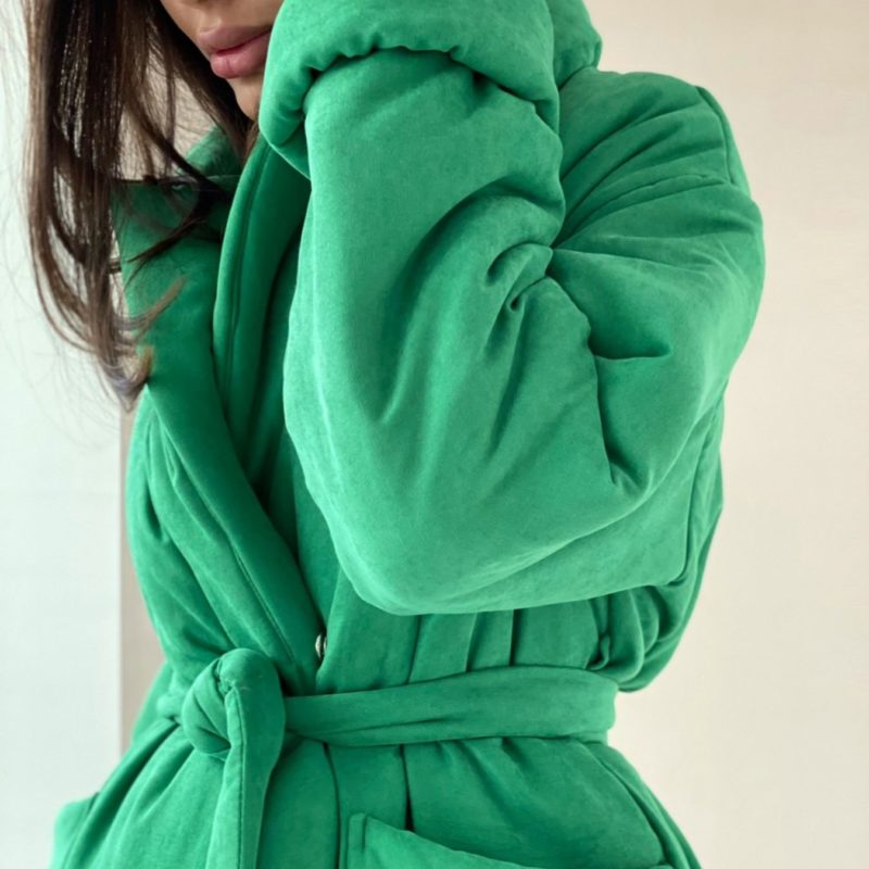 5433 Пальто-одеяло на альполюксе в цвете "зелёная мята"