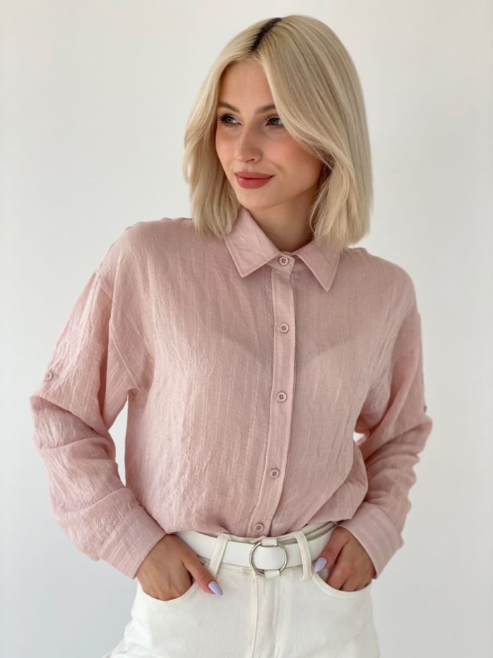 6730 Рубашка удлинённая нежно-розовая