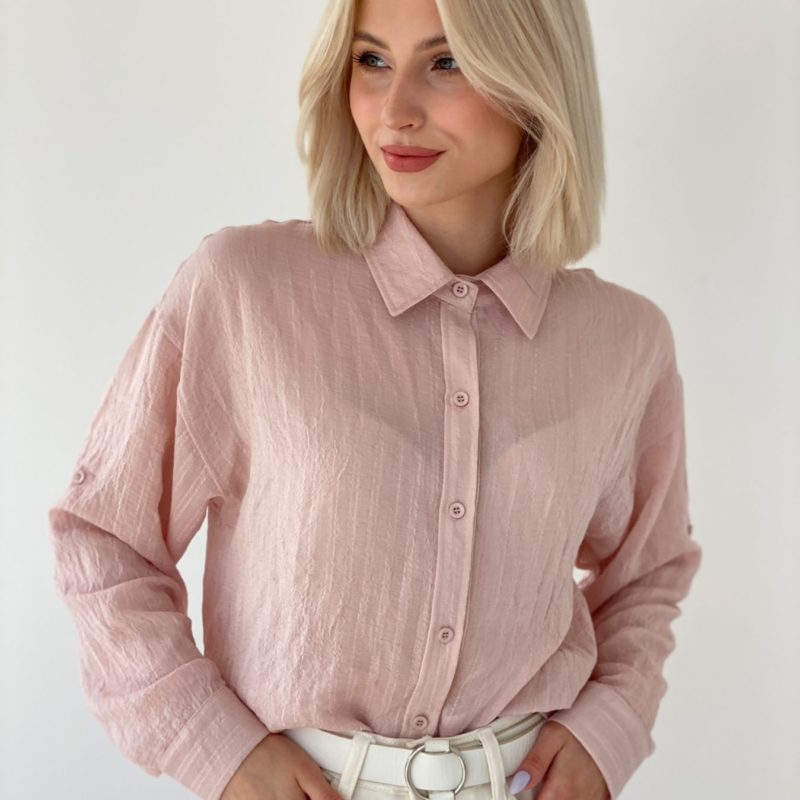 6730 Рубашка удлинённая нежно-розовая