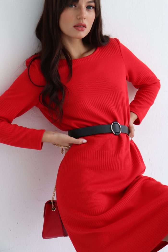 4917 Платье-свитер красное