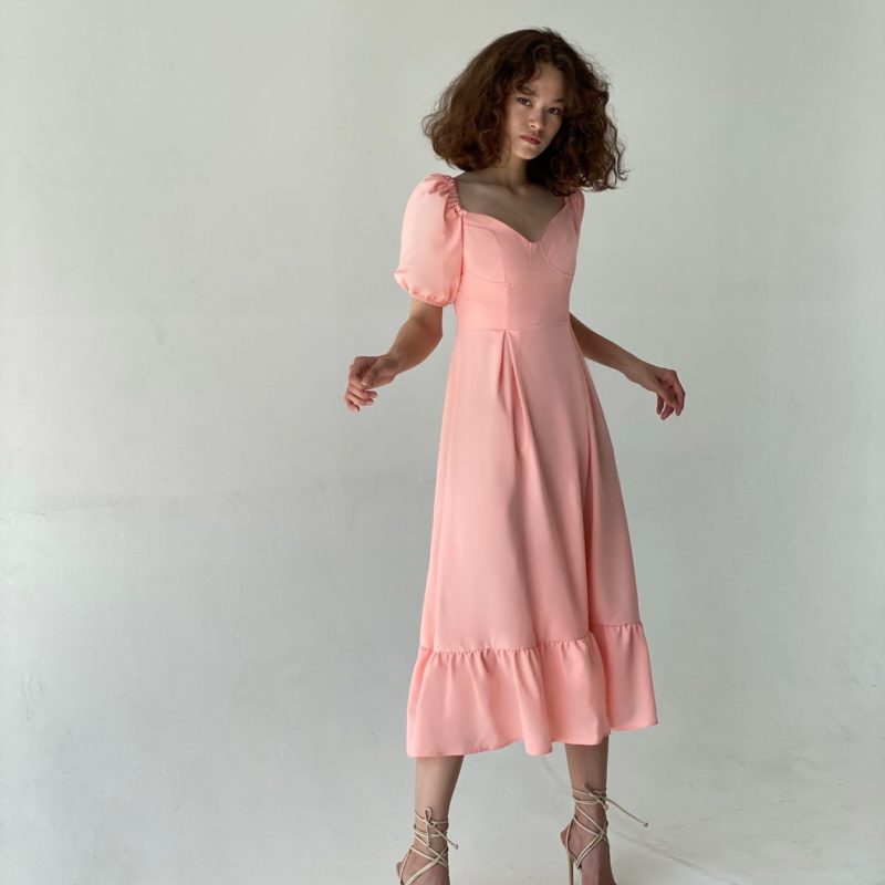 6486 Платье с корсетным лифом нежно-розовое