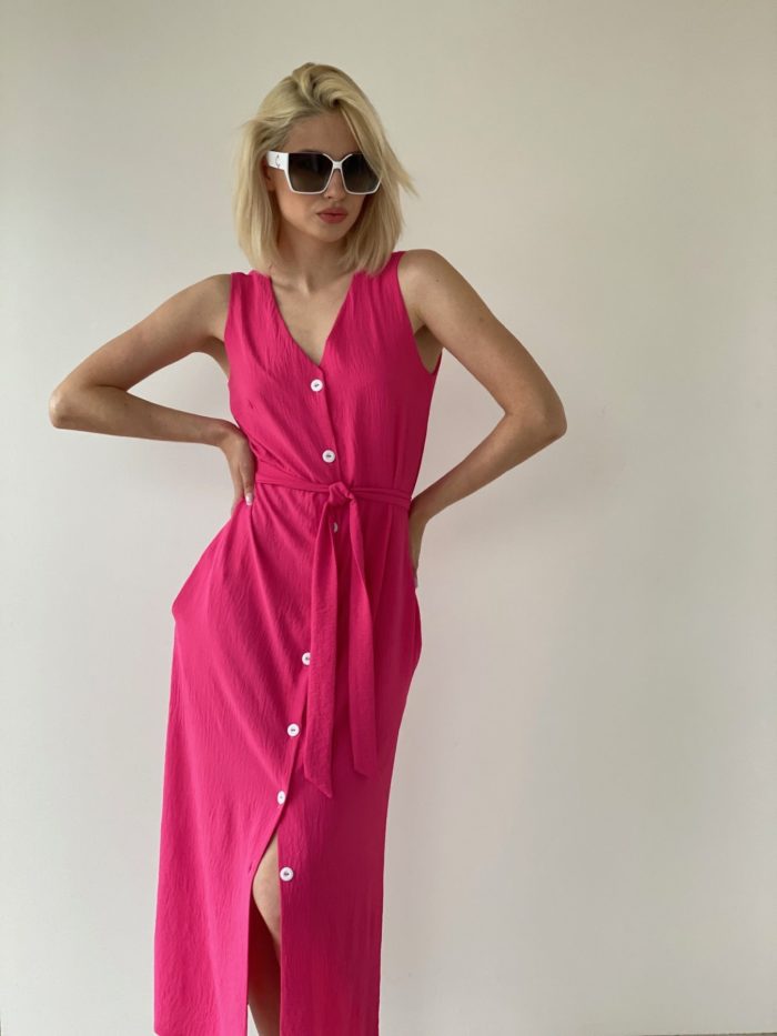 6537 Платье-сарафан на пуговичках розовое