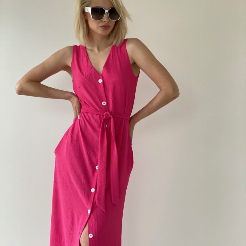 6537 Платье-сарафан на пуговичках розовое